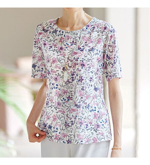 BELLUNA（ベルーナ）の「一泊二日旅行に便利！レース切替アンサンブル（シャツ）」｜詳細画像