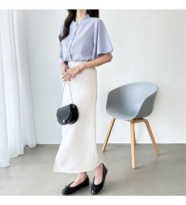 GeeRA（ジーラ）の「フレアー袖バンドカラーブラウス（ブラウス）」｜詳細画像