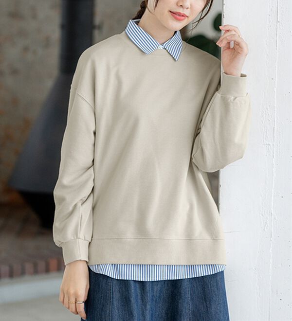 BELLUNA（ベルーナ）の「軽やか綿混！大人サマ見えスウェット（カットソー）」｜詳細画像