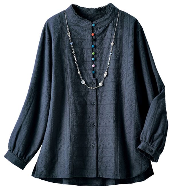 ルフラン（ルフラン）の「カラフル＊多ボタンブラウス（ブラウス）」｜ネイビー