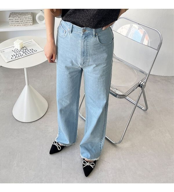 GeeRA（ジーラ）の「オリジナルパッチハイウエストデニム（ワイドパンツ・ガウチョ）」｜詳細画像