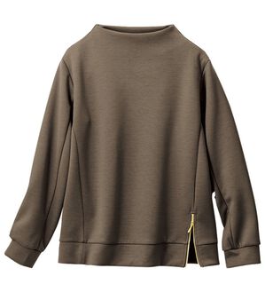 VINNO（ヴィノ）の「＜日本製＞ジップ付ボトルネックプルオーバー（カットソー）」｜ブラウン