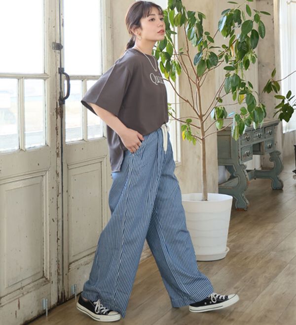 A HAPPY MARILYN（アハッピーマリリン）の「【Ｍ～８Ｌ】楽して叶う！イージーデニムワイドパンツ（ワイドパンツ・ガウチョ）」｜詳細画像