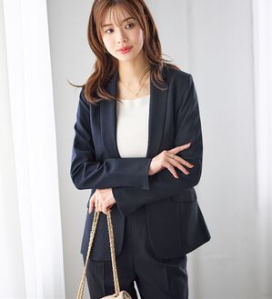 GeeRA（ジーラ）の「【2点セット】選べるボトム！洗えて型くずれしないパンツスーツセット（パンツスーツ）」｜テーパードパンツ／ネイビー