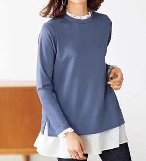 BELLUNA（ベルーナ）の「これ一枚でおしゃれ！重ね着風カットソーチュニック（チュニック）」｜詳細画像