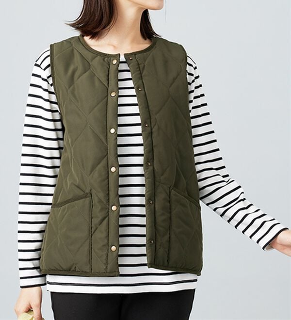 BELLUNA（ベルーナ）の「【洗える！】裏ファー素材中わたキルトベスト（ベスト）」｜詳細画像