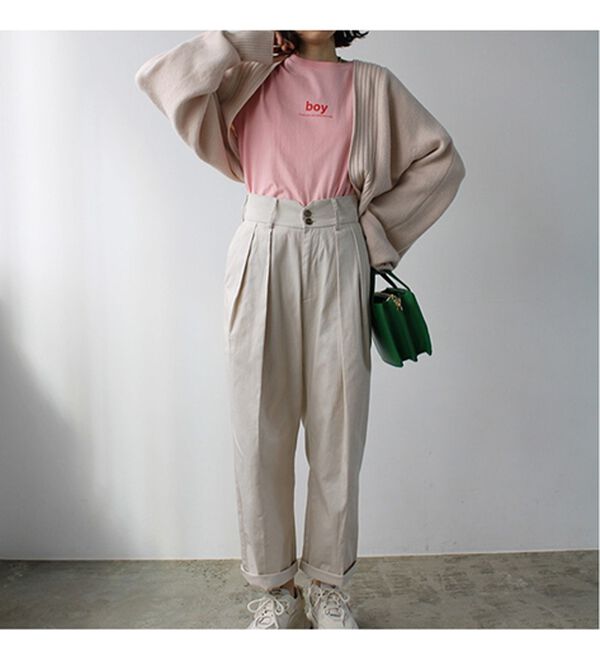 GeeRA（ジーラ）の「ハイウエストタックデザインチノパンツ（フルレングスパンツ）」｜詳細画像