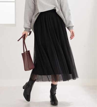 BELLUNA（ベルーナ）の「チュール素材プリーツスカート（ロングスカート）」