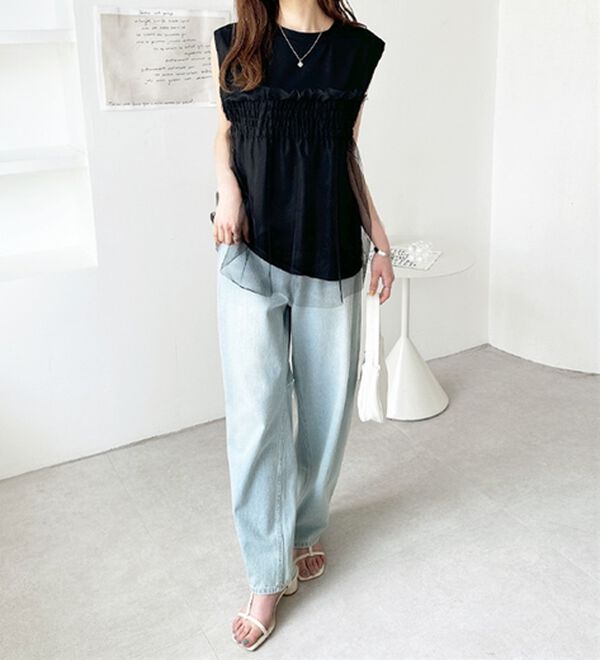 GeeRA（ジーラ）の「チュールドッキングＴ（カットソー）」｜詳細画像