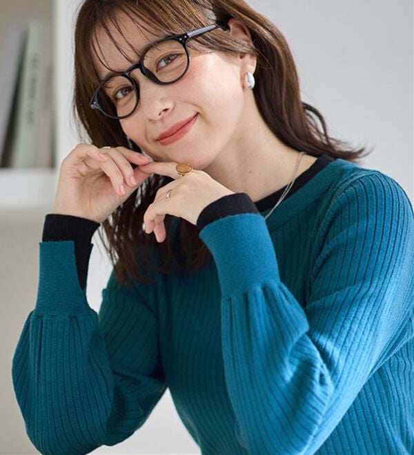 Viola e Viola（ヴィオラ エ ヴィオラ）の「レイヤード風リブニット（ニット・セーター）」｜ダスティブルー