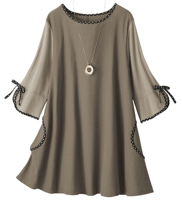 ルフラン（ルフラン）の「【２色組】袖チュールネット切替チュニック＜ドットリア＞（チュニック）」｜詳細画像