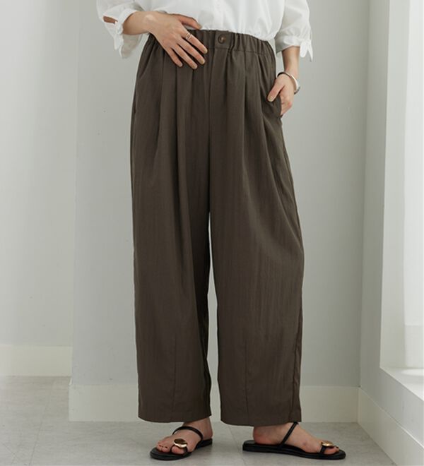 BELLUNA（ベルーナ）の「ビンテージ調タックワイドパンツ（ワイドパンツ・ガウチョ）」｜詳細画像