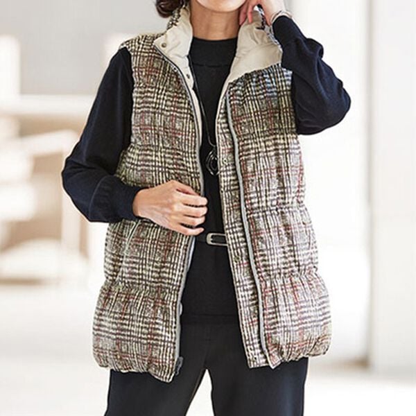 BELLUNA（ベルーナ）の「チェック柄リバーシブルベスト（ベスト）」｜詳細画像