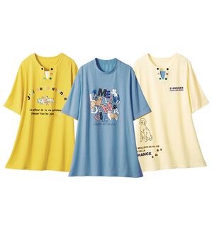 ルフラン（ルフラン）の「【３色組】ゆるっと可愛いわんわんＴシャツ（カットソー）」｜3色組