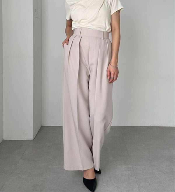 RANAN（ラナン）の「【選べる股下】きれい見え２タックワイドスラックス（ワイドパンツ・ガウチョ）」｜詳細画像