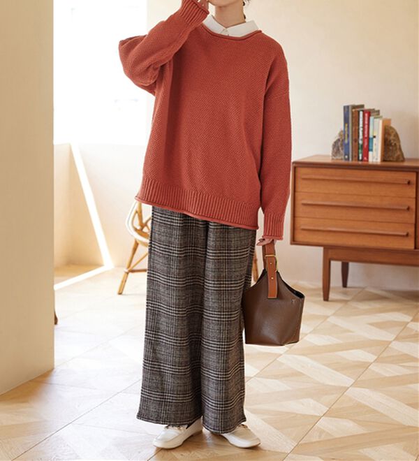 Viola e Viola（ヴィオラ エ ヴィオラ）の「ゆるストレートチェックパンツ（ワイドパンツ・ガウチョ）」｜詳細画像