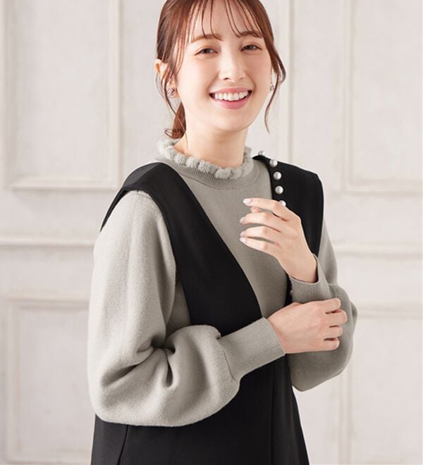 alotta（アロッタ）の「毛布のように温かい　裏シャギーパフ袖ニット（ニット・セーター）」｜詳細画像