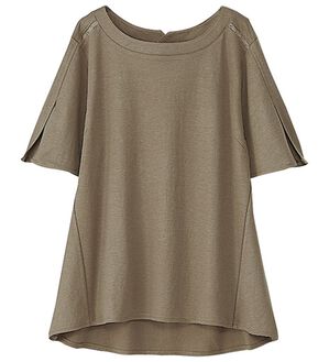 BELLUNA（ベルーナ）の「かのこ素材レース切替フレアープルオーバー（カットソー）」｜モカ