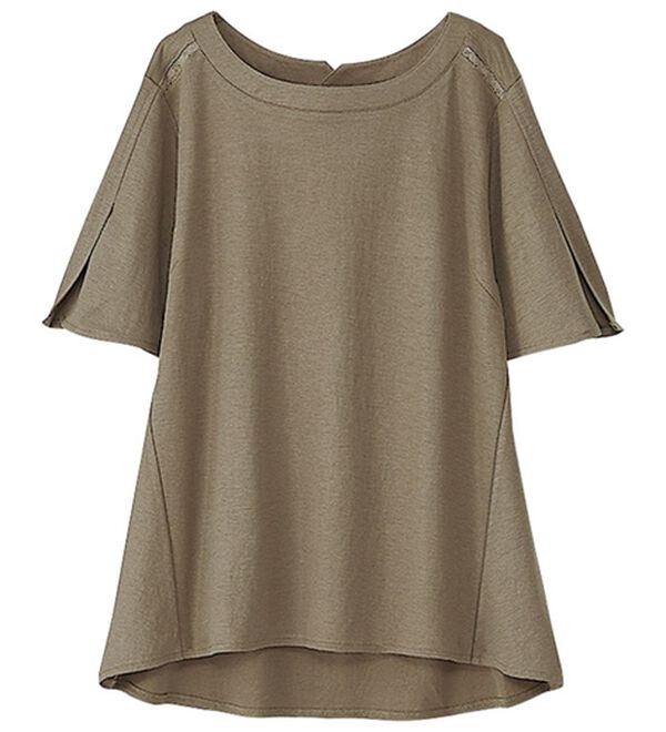 BELLUNA（ベルーナ）の「かのこ素材レース切替フレアープルオーバー（カットソー）」｜モカ