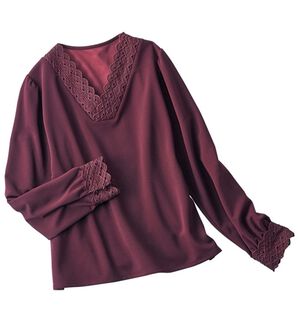 BELLUNA（ベルーナ）の「アーチレース使いブラウス（ブラウス）」｜ボルドー