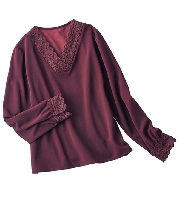 BELLUNA（ベルーナ）の「アーチレース使いブラウス（ブラウス）」｜ボルドー
