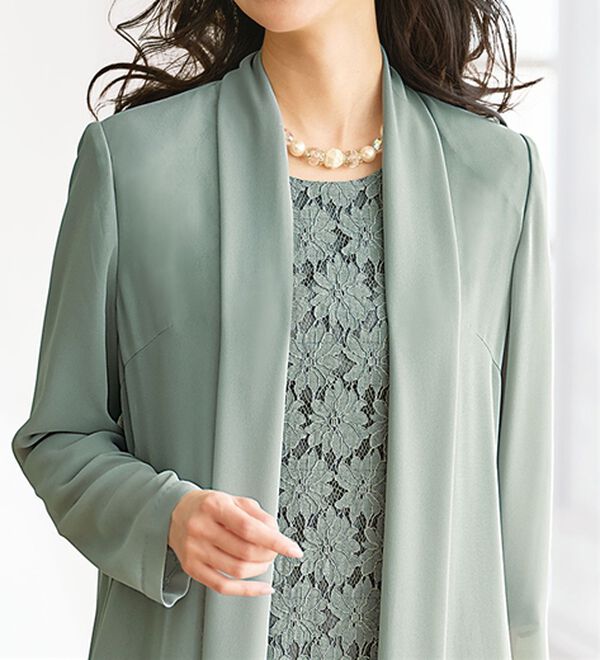 軽やかロングジャケットレースワンピースアンサンブル - ベルーナ【公式】 