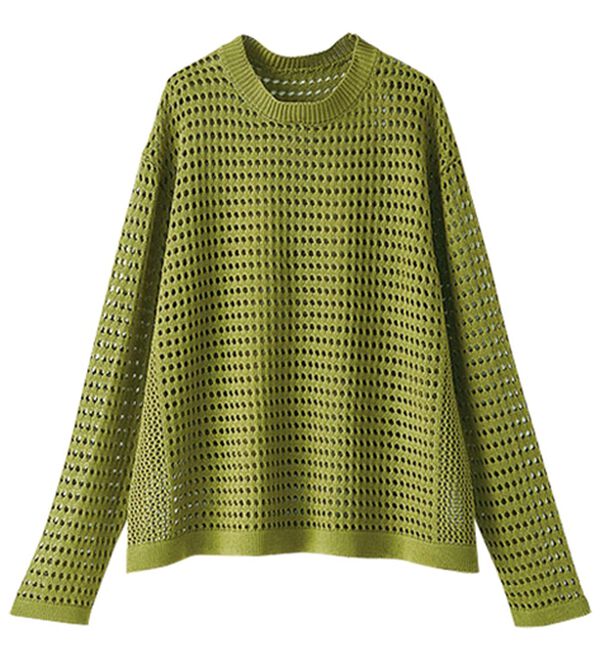 BELLUNA（ベルーナ）の「涼やか麻タッチメッシュニットプルオーバー（ニット・セーター）」｜詳細画像