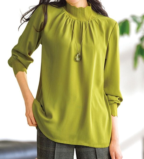 BELLUNA（ベルーナ）の「衿＆袖ニット使い美人顔ブラウス（ブラウス）」｜詳細画像