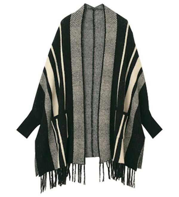 RANAN（ラナン）の「ヘリンボーンポンチョカーデ（ニットカーディガン）」｜詳細画像