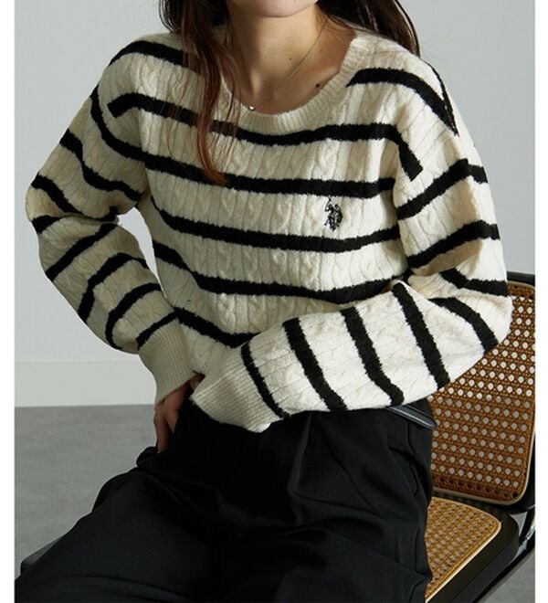 RANAN（ラナン）の「＜U.S.POLO ASSN.ユーエスポロアッスン＞ ワンポイントケーブルニット（ニット・セーター）」｜詳細画像