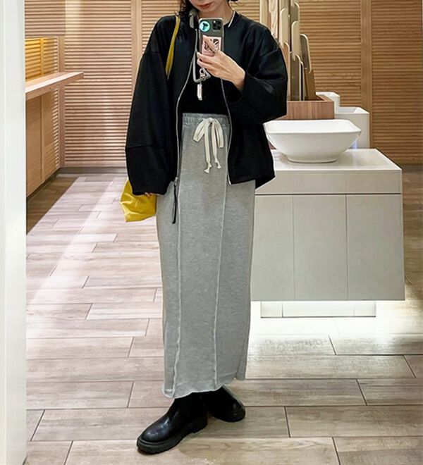 GeeRA（ジーラ）の「すっきり見え！フロントラインスウェットナロースカート（ロングスカート）」｜詳細画像