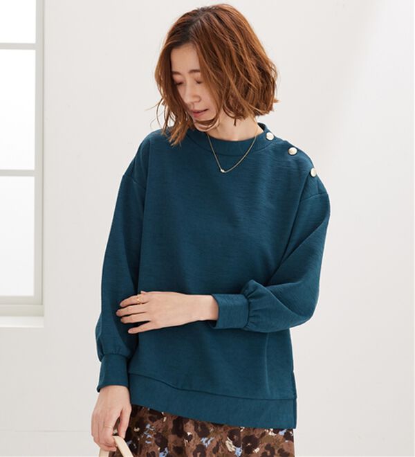 BELLUNA（ベルーナ）の「ジャカード素材肩ボタンプルオーバー（カットソー）」｜詳細画像