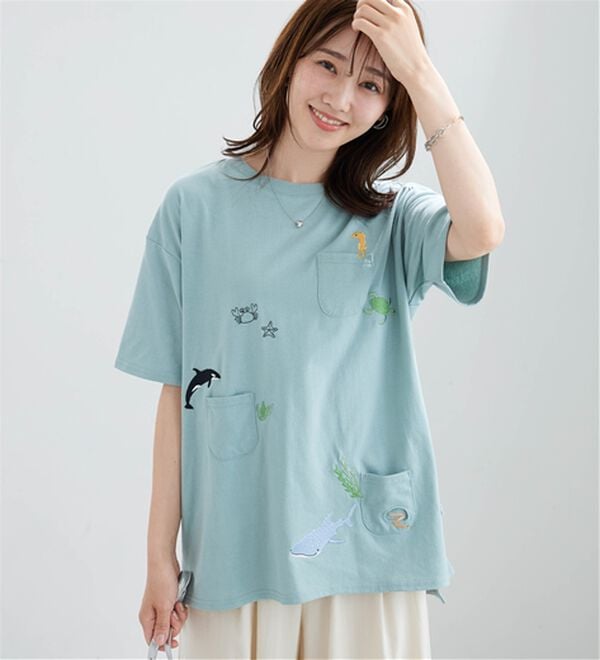 BELLUNA（ベルーナ）の「海の生き物刺しゅうビッグプルオーバー（カットソー）」｜詳細画像