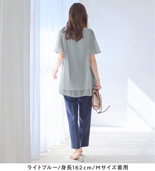 alotta（アロッタ）の「【接触冷感】インナー付シフォンタックチュニック（チュニック）」｜詳細画像