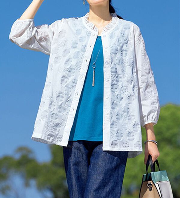 ルフラン（ルフラン）の「【２色組】ぽこぽこ可愛い涼やかブラウス（ブラウス）」｜詳細画像
