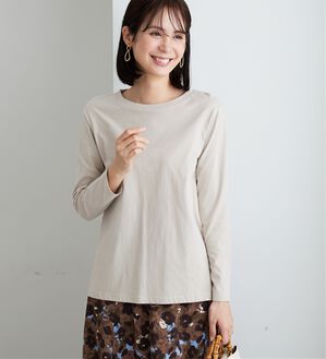 BELLUNA（ベルーナ）の「綿１００％大人顔サマ見えプルオーバー（カットソー）」｜トープ