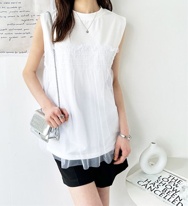 GeeRA（ジーラ）の「チュールドッキングＴ（カットソー）」｜詳細画像