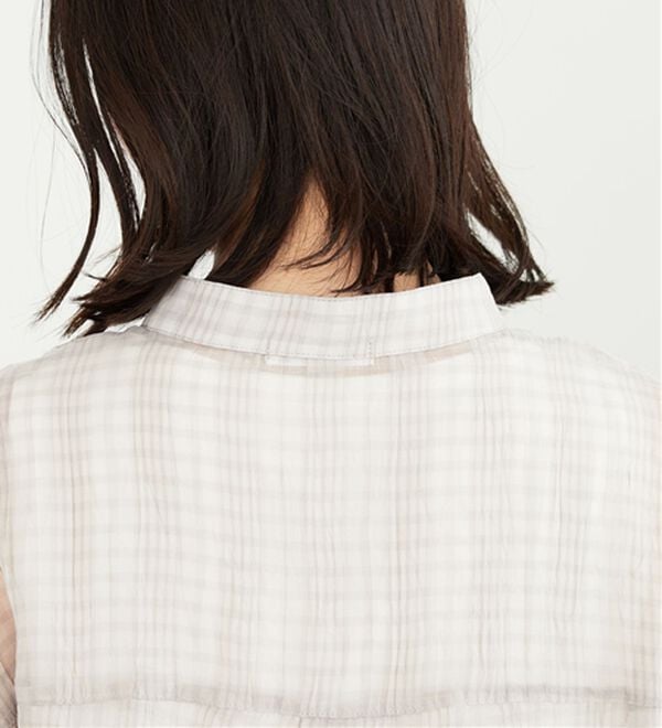 BELLUNA（ベルーナ）の「シアーチェック素材シャツチュニック（チュニック）」｜詳細画像