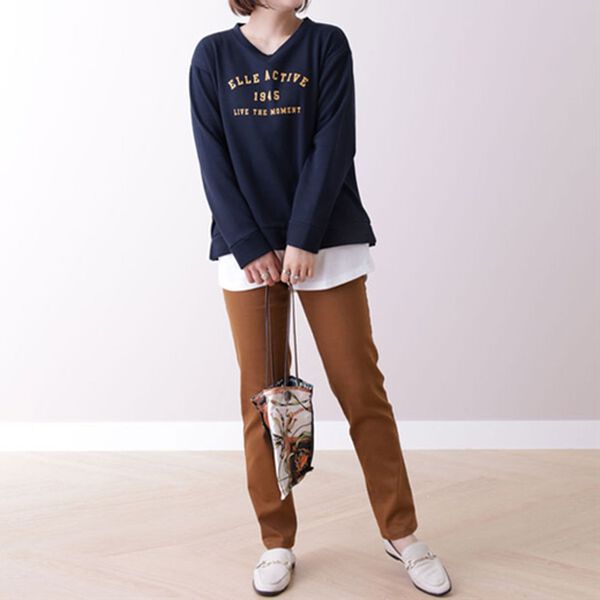 BELLUNA（ベルーナ）の「＜ＥＬＬＥ Ａｃｔｉｖｅ＞ロゴプリント重ね着風チュニック（チュニック）」｜詳細画像