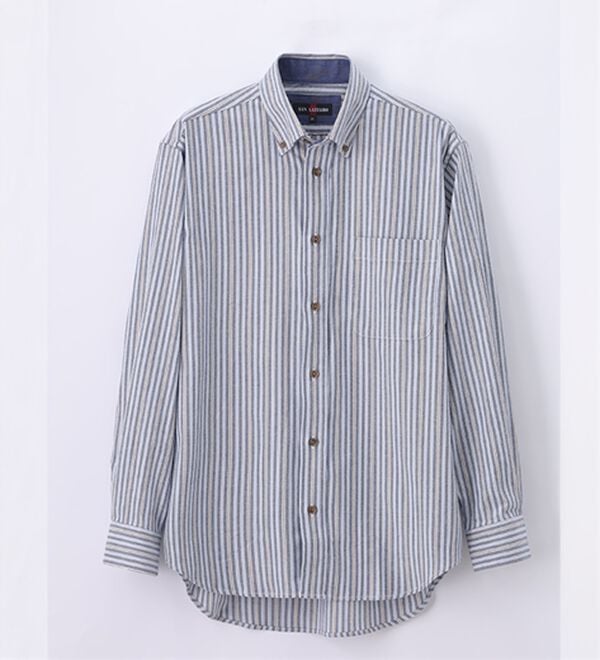 「着心地快適ストレッチネルシャツ（メンズシャツ）」｜ブルーストライプ
