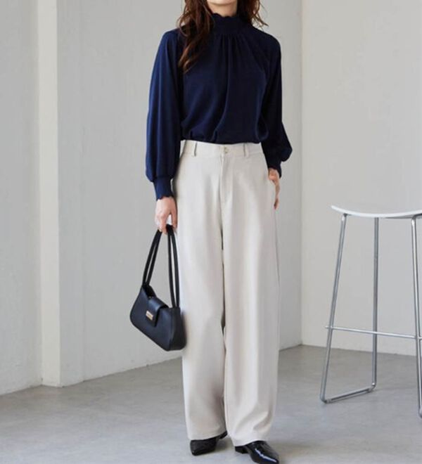 RANAN（ラナン）の「スカラップリブニット使いブラウス（ブラウス）」｜詳細画像