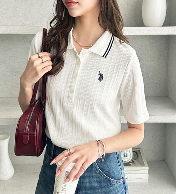 GeeRA（ジーラ）の「【ＵＳ．ＰＯＬＯ．ＡＳＳＮ】ランダムリブポロシャツ（カットソー）」｜詳細画像