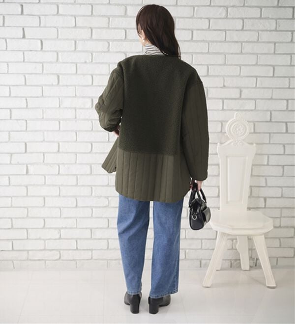 BELLUNA（ベルーナ）の「ボア切替キルトデザインミドル丈コート（ハーフコート）」｜詳細画像