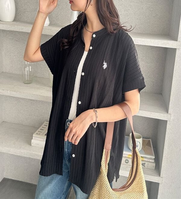 GeeRA（ジーラ）の「【ＵＳ．ＰＯＬＯ．ＡＳＳＮ】ポコポコ素材フレンチスリーブシャツ（シャツ）」｜詳細画像