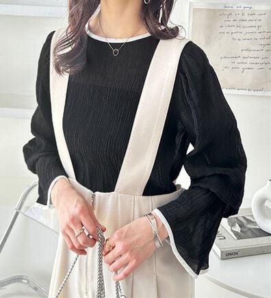 GeeRA（ジーラ）の「配色パイピング表面感ブラウス（ブラウス）」