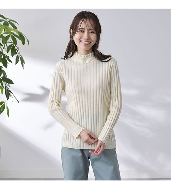 BELLUNA（ベルーナ）の「ウール入りウォッシャブルセーター（ニット・セーター）」｜詳細画像