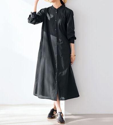 BELLUNA（ベルーナ）の「綿１００％バックプリーツワンピース（シャツ）」