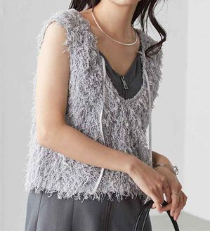 RANAN（ラナン）の「前後2WAYフリンジショートベスト（ベスト）」｜グレー