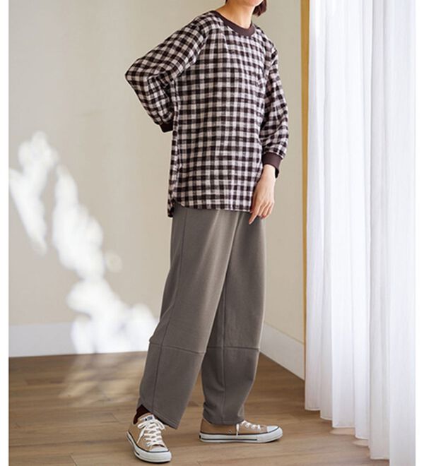 BELLUNA（ベルーナ）の「まるではく毛布！静電防止裏ファー素材コクーンパンツ（フルレングスパンツ）」｜詳細画像