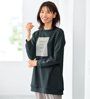 BELLUNA（ベルーナ）の「＜ＥＬＬＥ　Ａｃｔｉｖｅ＞とろみ素材ポケット付チュニック（チュニック）」｜チャコール